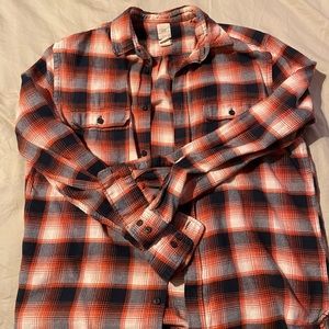 H&M orange black white blue flannel shirt beach casual